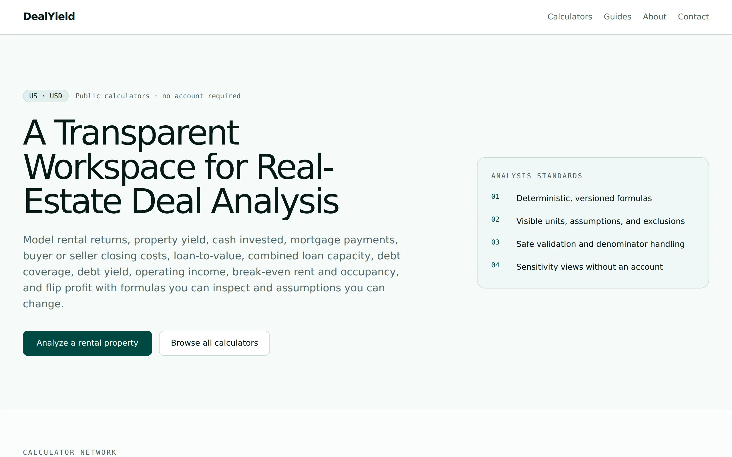 Screenshot der Website von DealYield