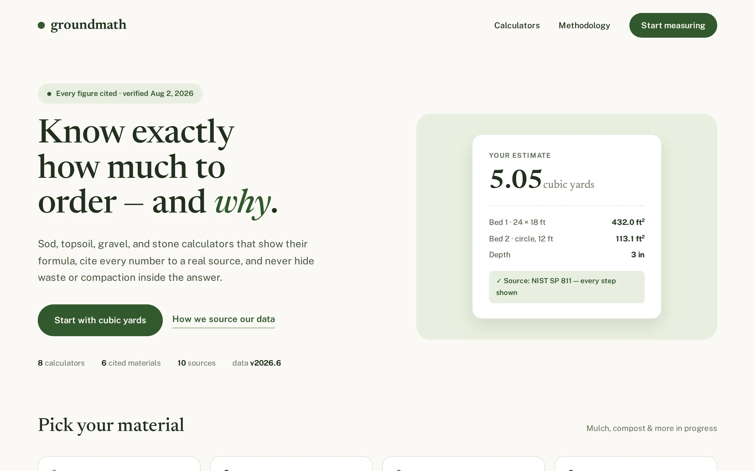 Screenshot der Website von GroundMath